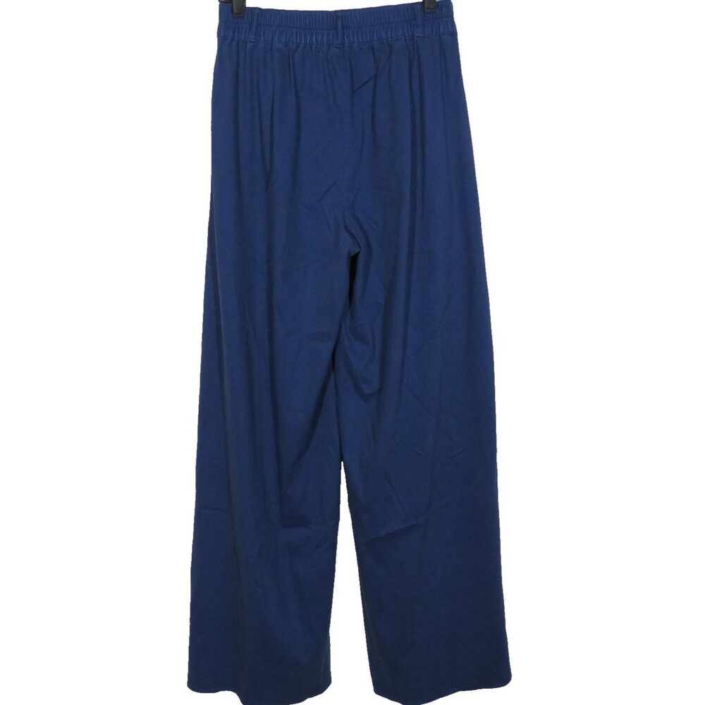 Halara Blue Twill Pleated High Waist Wide Leg Ankle Slit Pants Size Small TALL - Picture 11 of 11